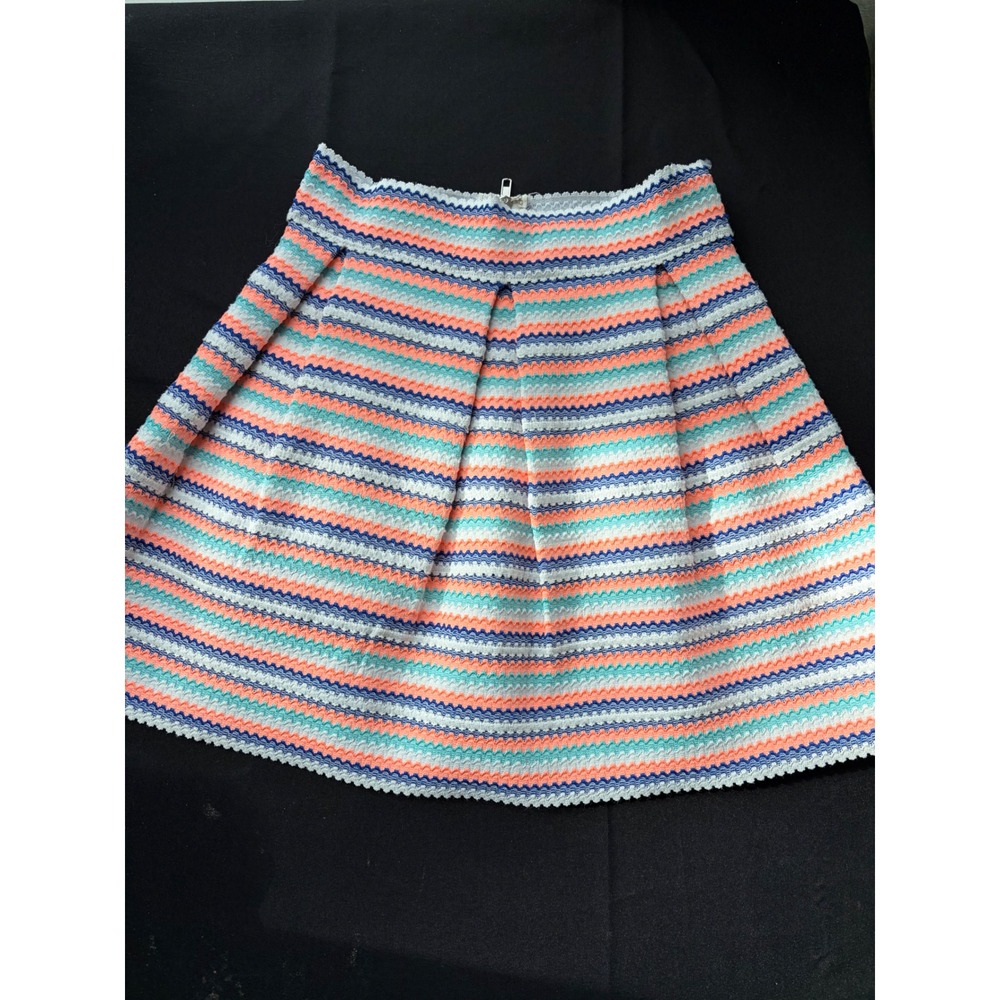 Endless Rose Anthro Pleated Skirt Multicolor Chevron Print Zipper Closure Size M